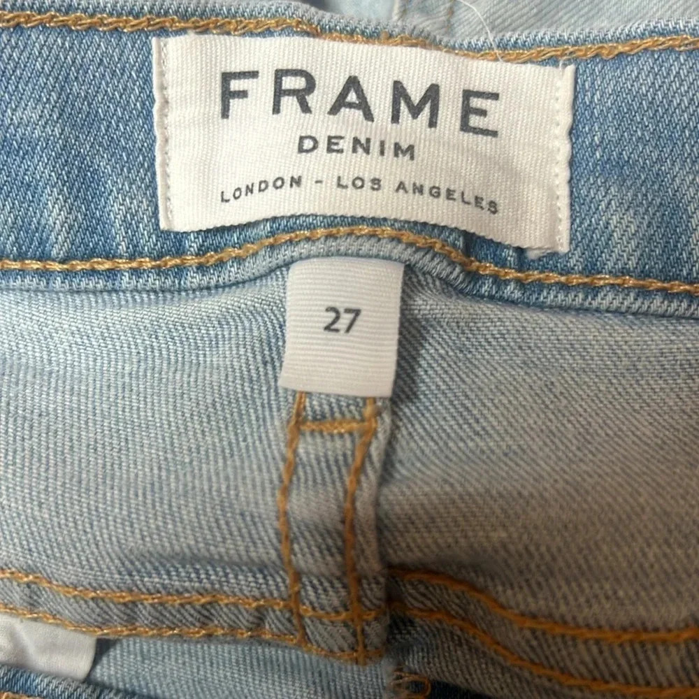 FRAME Le Garçon Cutoff Raw Hem Distressed Denim Jean Shorts Size 27 - Picture 5 of 8